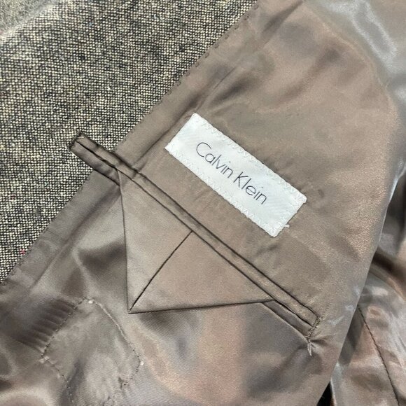 Calvin Klein Vintage Brown Tweed Wool Blazer Sports Coat Patch Elbow sz 42R - Picture 8 of 10